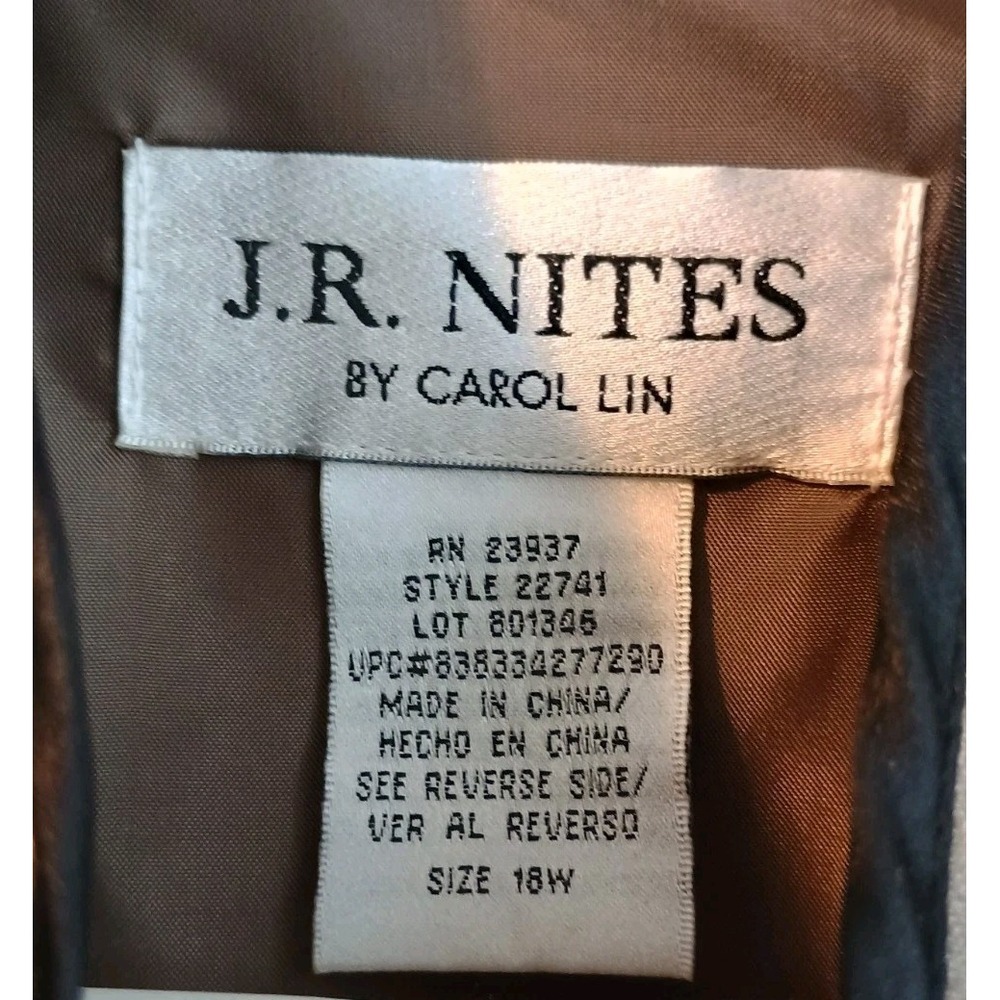 J.R. Nites By Carol Lin Size‎ 18W Metallic Gray Silver Embellished Beaded Dressy - Picture 2 of 7